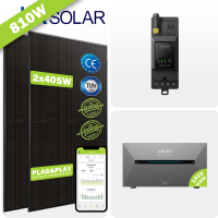 Komplettset mit Speicher 810WP Balkonkraftwerke – Mit JA Solar® 2x405Wp FULL BlACK Module und Anker® SOLIX Solarbank 2 E1600 Pro und Smarter Zähler