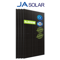 Balkonkraftwerk Solar-PV 1620WP/1600W – Mit JA Solar® 4x405Wp FULL BLACK Module und Hoymiles® HMS-1600-4T Mikro-Wechselrichter und Kabel