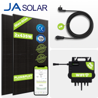 Balkonkraftwerke-JA870Wp-Growatt 800W Black Frame– Mit 2 x JA Solar® n-Type JAM54D41-435/LB Bifalzial Glas-Glas Solarmodule und 1 x Growatt NEO 800M-X Wechselrichter inkl. WiFi und 1 x BC-Netzstecker Kabel 5m