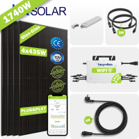 GreenSun Solar Balkonkraftwerk Bifazial 1740W bis zu 2262W mit Hoymiles 1600W Wechselrichter Solaranlage Full Black