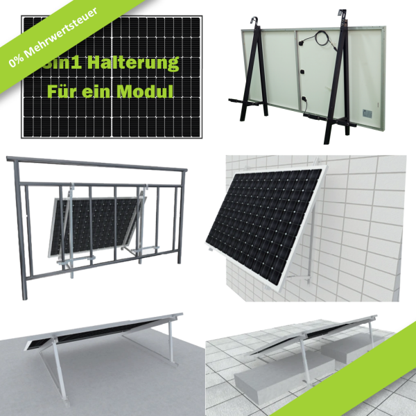 POWERWAY® 3in1 Halterung PV-Halterung Balkon Montageset schwarz